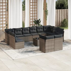 Set sofás de jardín con cojines 13 piezas ratán sintético gris de , Conjuntos de jardín - Ref: Foro24-3218440, Precio: 778,16...