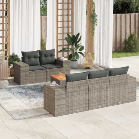 Set de muebles de jardín 6 pzas y cojines ratán sintético gris de , Conjuntos de jardín - Ref: Foro24-3257663, Precio: 427,26...