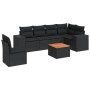 Set de comedor de jardín 7 pzas y cojines ratán sintético negro de , Conjuntos de jardín - Ref: Foro24-3257798, Precio: 453,4...