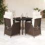 Set comedor de jardín 5 piezas y cojines ratán sintético marrón en Conjuntos de jardín | Comprar online en Foru.es