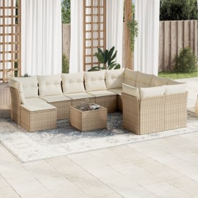 Set de sofás de jardín 11pzas con cojines ratán sintético beige de , Conjuntos de jardín - Ref: Foro24-3218598, Precio: 689,4...