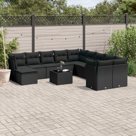 Set de sofás de jardín 12 piezas cojines ratán sintético negro de , Conjuntos de jardín - Ref: Foro24-3218615, Precio: 720,28...