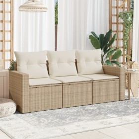 Juego de sofás de jardín con cojines beige 3 pzas ratán PE de , Conjuntos de jardín - Ref: Foro24-3218648, Precio: 216,57 €, ...