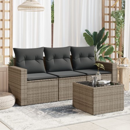 Set de sofás de jardín 4 pzas y cojines ratán sintético gris de , Conjuntos de jardín - Ref: Foro24-3218660, Precio: 239,81 €...