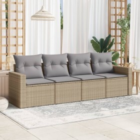 Juego de sofás jardín con cojines 4 pzas ratán sintético beige de , Conjuntos de jardín - Ref: Foro24-3218669, Precio: 258,59...