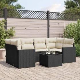 Set de comedor de jardín 7 pzas y cojines ratán sintético negro de , Conjuntos de jardín - Ref: Foro24-3218706, Precio: 436,3...