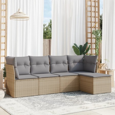 Juego de sofás jardín con cojines 5 pzas ratán sintético beige de , Conjuntos de jardín - Ref: Foro24-3217559, Precio: 283,56...