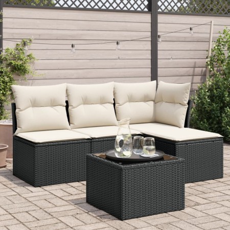 Set de muebles de jardín 5 pzas y cojines ratán sintético negro de , Conjuntos de jardín - Ref: Foro24-3217506, Precio: 257,9...