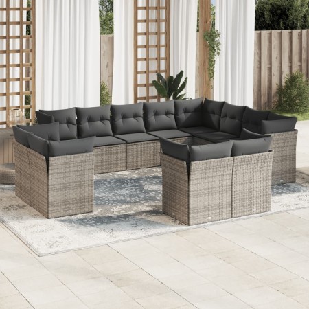 Set de sofás de jardín 12 pzas con cojines ratán sintético gris de , Conjuntos de jardín - Ref: Foro24-3218530, Precio: 776,4...