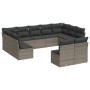 Set de sofás de jardín 11 pzas y cojines ratán sintético gris de , Conjuntos de jardín - Ref: Foro24-3218350, Precio: 605,30 ...
