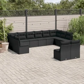 Set de sofás de jardín 12 piezas cojines ratán sintético negro de , Conjuntos de jardín - Ref: Foro24-3218365, Precio: 725,69...