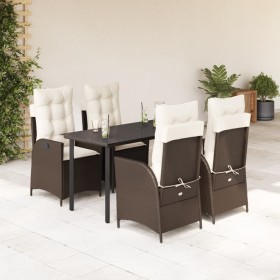 Set comedor de jardín 5 piezas y cojines ratán sintético marrón en Conjuntos de jardín | Comprar online en Foru.es