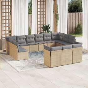 Set sofás de jardín con cojines 13 pzas ratán sintético beige de , Conjuntos de jardín - Ref: Foro24-3218449, Precio: 770,10 ...