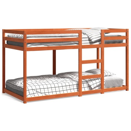 Litera de madera maciza de pino marrón cera 80x200 cm de , Camas y accesorios - Ref: Foro24-844828, Precio: 147,56 €, Descuen...