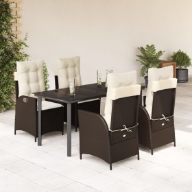 Set comedor de jardín 5 piezas y cojines ratán sintético marrón en Conjuntos de jardín | Comprar online en Foru.es