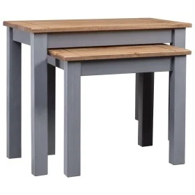 Mesas apilables 2 uds madera maciza de pino Panama Range gris de vidaXL, Mesas auxiliares - Ref: Foro24-282677, Precio: 74,86...