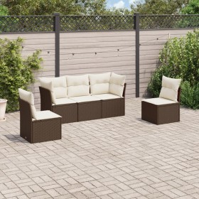 Set comedor de jardín 5 piezas y cojines ratán sintético marrón de , Conjuntos de jardín - Ref: Foro24-3217353, Precio: 343,1...