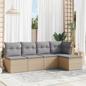 Juego de sofás jardín con cojines 5 pzas ratán sintético beige de , Conjuntos de jardín - Ref: Foro24-3217519, Precio: 281,12...