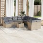 Set de sofás de jardín 12 pzas y cojines ratán sintético marrón de , Conjuntos de jardín - Ref: Foro24-3250458, Precio: 773,3...