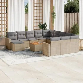Set sofás de jardín con cojines 13 pzas ratán sintético beige by , Modular outdoor sofas - Ref: Foro24-3224428, Price: 812,32...