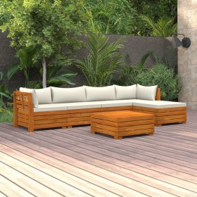 Muebles de jardín 6 piezas con cojines madera maciza de acacia de , Conjuntos de jardín - Ref: Foro24-3087286, Precio: 858,77...