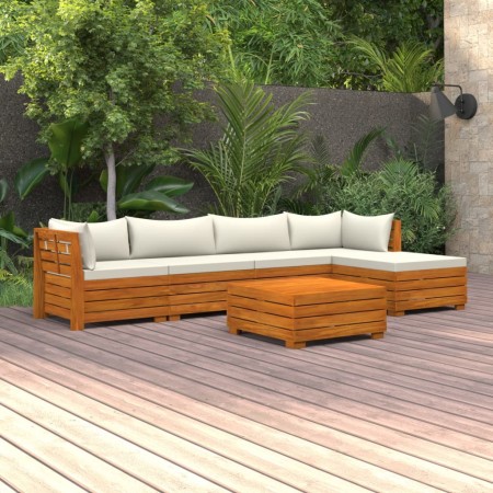 Muebles de jardín 6 piezas con cojines madera maciza de acacia de , Conjuntos de jardín - Ref: Foro24-3087286, Precio: 858,77...