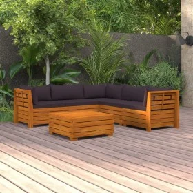 Muebles de jardín 6 piezas con cojines madera maciza de acacia de , Conjuntos de jardín - Ref: Foro24-3087317, Precio: 889,58...
