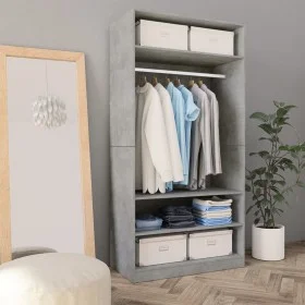 Armario de madera contrachapada gris hormigón 100x50x200 cm de , Armarios roperos - Ref: Foro24-800229, Precio: 168,75 €, Des...