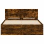Estructura de cama con cabecero roble ahumado 135x190 cm de , Camas y somieres - Ref: Foro24-3207508, Precio: 152,96 €, Descu...