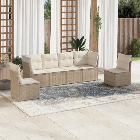 Juego de sofás jardín con cojines 6 pzas ratán sintético beige de , Conjuntos de jardín - Ref: Foro24-3217368, Precio: 384,08...