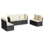 Set de comedor de jardín 7 pzas y cojines ratán sintético negro de , Conjuntos de jardín - Ref: Foro24-3217406, Precio: 371,0...