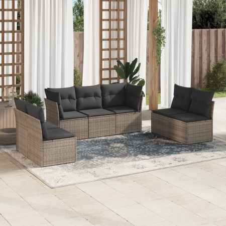 Set de sofás de jardín 7 piezas con cojines ratán PE gris de , Conjuntos de jardín - Ref: Foro24-3217410, Precio: 393,36 €, D...