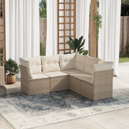 Juego de sofás jardín con cojines 5 pzas ratán sintético beige de , Conjuntos de jardín - Ref: Foro24-3217618, Precio: 352,30...