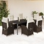 Set comedor de jardín 7 pzas con cojines ratán sintético marrón en Conjuntos de jardín | Comprar online en Foru.es