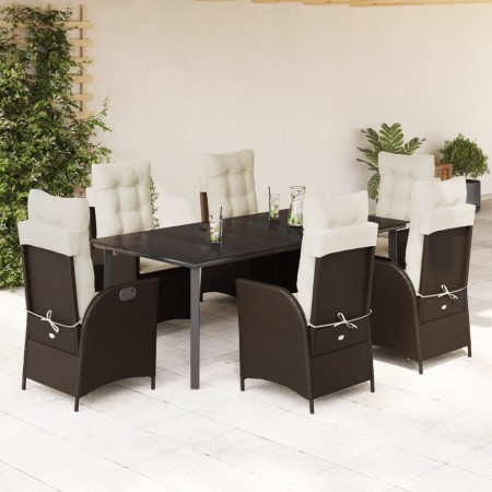 Set comedor de jardín 7 pzas con cojines ratán sintético marrón en Conjuntos de jardín | Comprar online en Foru.es