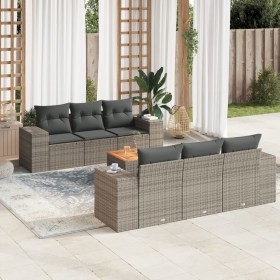 Set de sofás de jardín 7 piezas con cojines ratán PE gris de , Conjuntos de jardín - Ref: Foro24-3257670, Precio: 480,36 €, D...