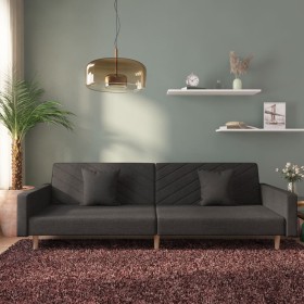Sofá cama de 2 plazas con dos almohadas tela negro de , Sofás - Ref: Foro24-375901, Precio: 279,89 €, Descuento: %