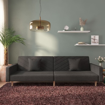 Sofá cama de 2 plazas con dos almohadas tela negro de , Sofás - Ref: Foro24-375901, Precio: 279,89 €, Descuento: %
