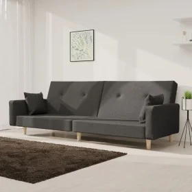 Sofá cama de 2 plazas con dos almohadas tela gris oscuro de , Sofás - Ref: Foro24-375742, Precio: 277,94 €, Descuento: %