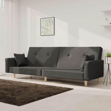 Sofá cama de 2 plazas con dos almohadas tela gris oscuro de , Sofás - Ref: Foro24-375742, Precio: 282,83 €, Descuento: %