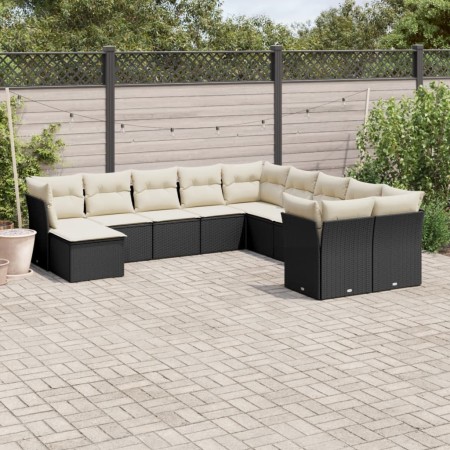 Set de sofás de jardín 11 pzas y cojines ratán sintético negro de , Conjuntos de jardín - Ref: Foro24-3218606, Precio: 584,47...