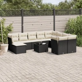 Set de sofás de jardín 11 pzas y cojines ratán sintético negro de , Conjuntos de jardín - Ref: Foro24-3218596, Precio: 629,31...