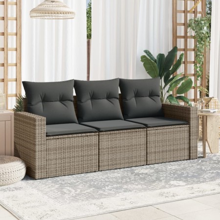 Set de sofá de jardín 3 pzas y cojines ratán sintético gris de , Conjuntos de jardín - Ref: Foro24-3218650, Precio: 195,10 €,...