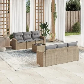 Set sofás de jardín 7 piezas y cojines ratán sintético beige de , Conjuntos de jardín - Ref: Foro24-3218699, Precio: 446,56 €...
