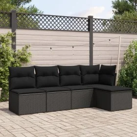 Set de muebles de jardín 5 pzas y cojines ratán sintético negro de , Conjuntos de jardín - Ref: Foro24-3217515, Precio: 300,0...