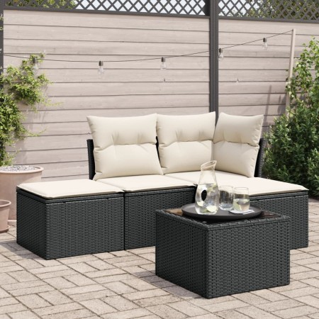 Set de muebles de jardín 5 pzas y cojines ratán sintético negro de , Conjuntos de jardín - Ref: Foro24-3217486, Precio: 243,2...