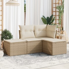 Juego de sofás jardín con cojines 4 pzas ratán sintético beige de , Conjuntos de jardín - Ref: Foro24-3217478, Precio: 229,04...