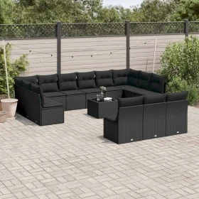 Set sofás de jardín 14 pzas con cojines ratán sintético negro de , Conjuntos de jardín - Ref: Foro24-3218395, Precio: 883,22 ...