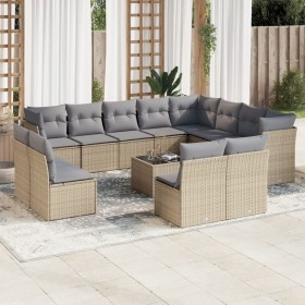 Set sofás de jardín con cojines 13 pzas ratán sintético beige de , Conjuntos de jardín - Ref: Foro24-3218479, Precio: 827,39 ...