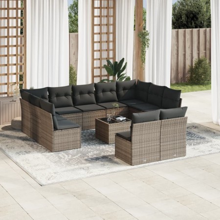 Set de sofás de jardín 12 pzas con cojines ratán sintético gris de , Conjuntos de jardín - Ref: Foro24-3218360, Precio: 648,6...